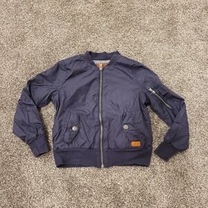7 For All Mankind Kids Navy Blue Bomber Jacket Zip Front Pockets 4Y
